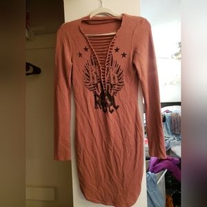 Long sleeve mauve rocker dress